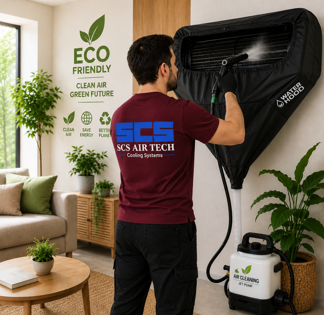 Certified AC technician at work
